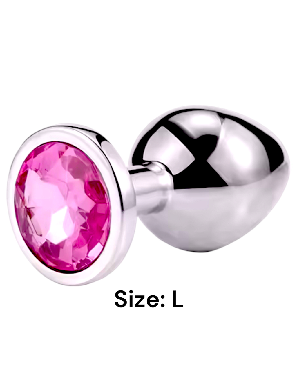 Металева анальна втулка Silver pink crystal, розмір L, фото 1