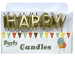 Свічки-літери "Happy Birthday" золото