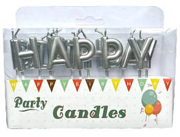 Свічки-літери "Happy Birthday" срібло