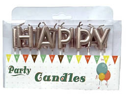 Свічки-літери "Happy Birthday" рожеве золото
