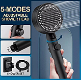 Насадка для душу чорна зі шлангом 5 режимів подавання води масажна душова лійка, фото 6