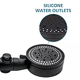 Насадка для душу чорна зі шлангом 5 режимів подавання води масажна душова лійка, фото 3