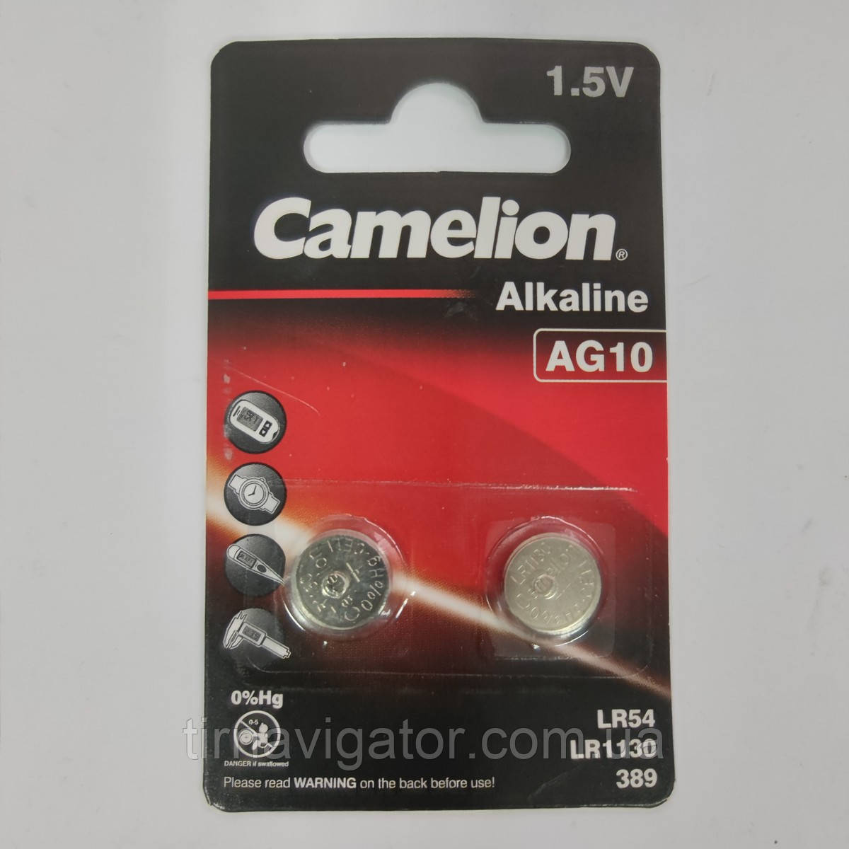 Батарейка AG10 / LR54 Alkaline * 2 Camelion (AG10-BP2), фото 1