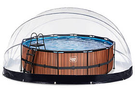 Каркасний басейн EXIT 427x122 см з накриттям "Дерево" (пісочний фільтр)