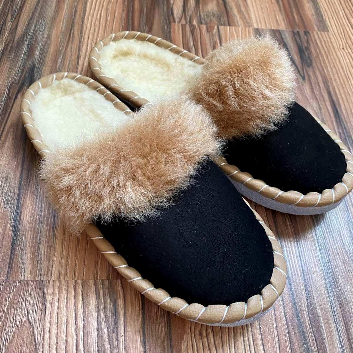 Капці з овчини "Закопанки" на хутрі I Капці на натуральній овчині теплі