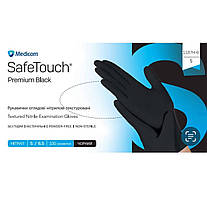 Рукавички оглядові нітрилові текстуровані Medicom SafeTouch Premium Black (неопудрені,нестерильні,чорні) S-size,100шт./уп.-1187H-B