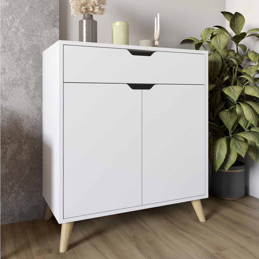 Комод у вітальню з ніжками в кольорі Горіх світлий М-ЗОН Борн 750 Німфеа Альба (білий) (MZN-031047)