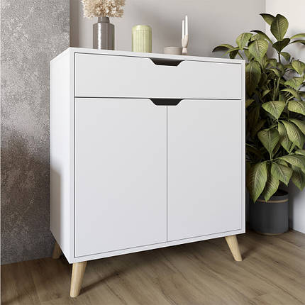 Комод у вітальню з ніжками в кольорі Горіх світлий М-ЗОН Борн 750 Німфеа Альба (білий) (MZN-031047), фото 1