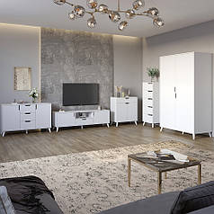 Комплект меблів для вітальні 5 предметів з білими ніжками М-ЗОН Борн Німфея Альба (білий) (MZN-031067)