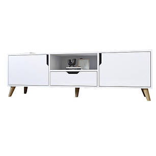 Тумба під телевізор з ніжками в кольорі Горіх світлий М-ЗОН Борн 1600 Німфея Альба (білий) (MZN-031087), фото 2