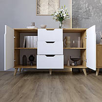 Комод у вітальню з ніжками в кольорі Горіх світлий М-ЗОН Борн 1200 Німфея Альба (білий) (MZN-031097), фото 3