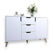 Комод у вітальню з ніжками в кольорі Горіх світлий М-ЗОН Борн 1200 Німфея Альба (білий) (MZN-031097), фото 2