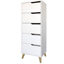 Комод високий з ніжками в кольорі Горіх світлий 5 ящиків М-ЗОН Борн 500 Німфея Альба (білий) (MZN-031111), фото 2
