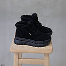 Жіночі чорні зимові черевички з хутром Тедді, фото 3