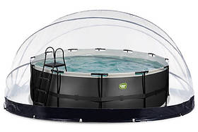 Каркасний басейн EXIT 427x122 см з накриттям "Чорна шкіра" (пісочний фільтр)