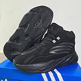Кросівки чоловічі зимові Adidas Yeezy Boost замшеві чорні, фото 6