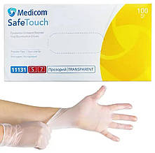 Рукавички оглядові вінілові Medicom SafeTouch (без пудри, нестерильні, прозорі) S-size, 100шт./уп. - 11131