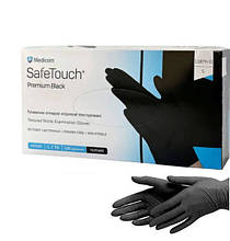 Рукавички оглядові нітрилові текстуровані Medicom SafeTouch Premium Black (неопудрені,нестерильні,чорні) L-size,100шт./уп.-1187H-D