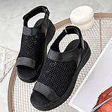 Чорні сандалі сіткою,в поєднанні з натуральною шкірою, фото 2