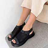 Чорні сандалі сіткою,в поєднанні з натуральною шкірою, фото 4