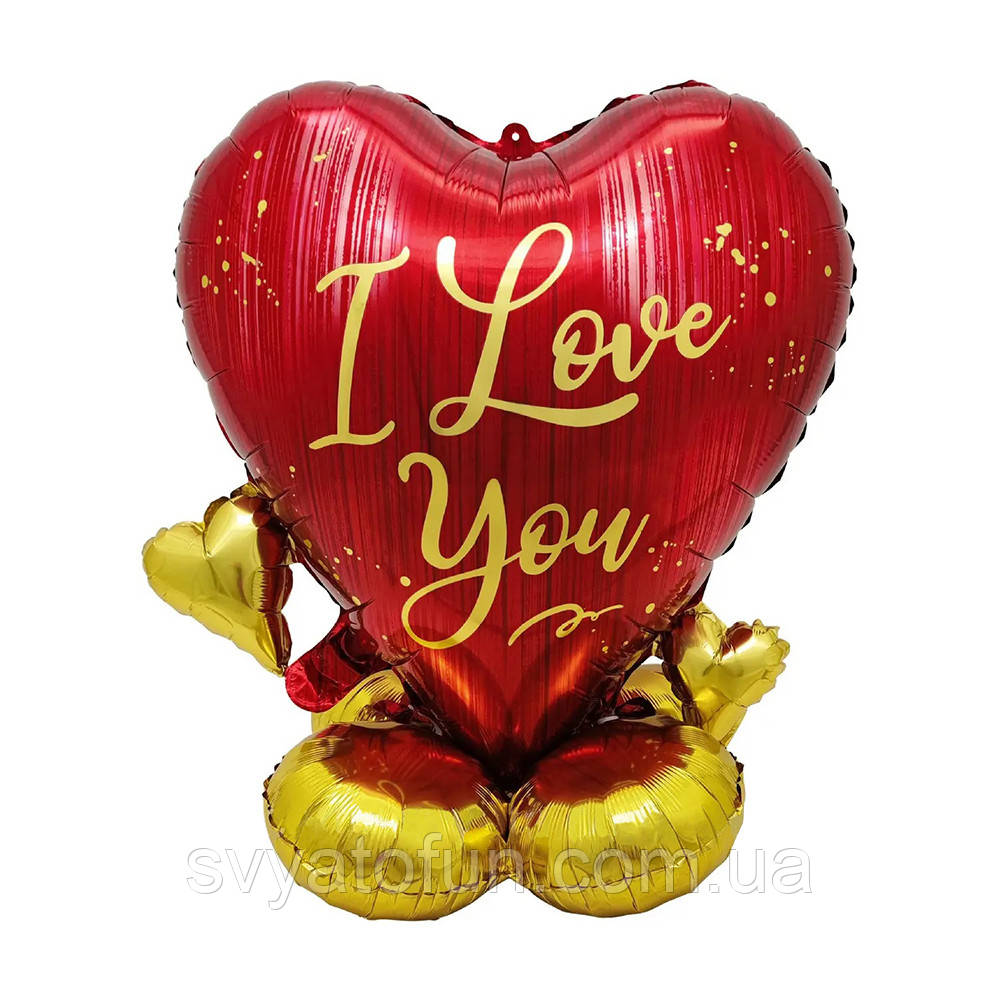 Фольгована кулька стояча фігура "I love you" серце 60х57 см Китай