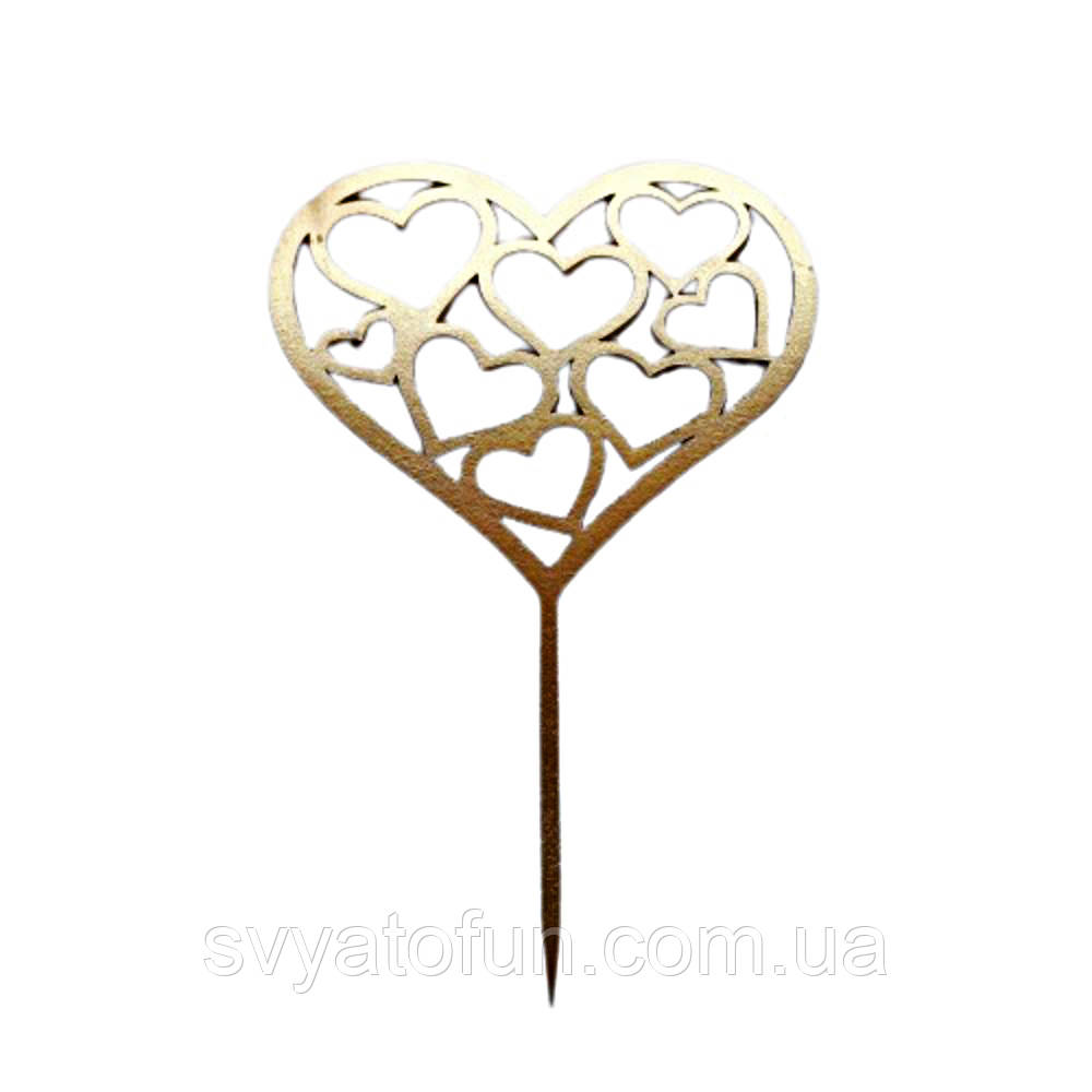 Топер з ХДФ "Серця" золото