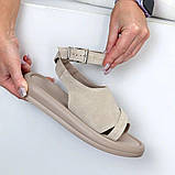 Новинка, босоніжки з натуральної замші, стриманий беж, фото 3