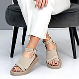 Новинка, босоніжки з натуральної замші, стриманий беж, фото 4