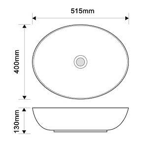 Раковина керамічна накладна ELLIPSE MARBLE 515х400х130mm, фото 4