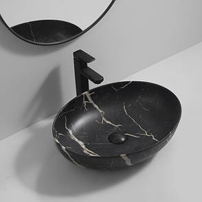 Раковина керамічна накладна ELLIPSE MARBLE 515х400х130mm, фото 3