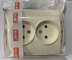 Розетка подвійна без заземлення кремова (без вставки) EL-BI ZIRVE