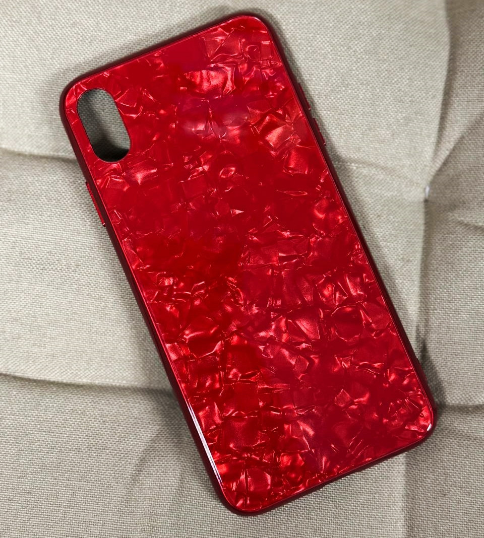 Чохол для iPhone XS Max - Marble Мармур, Червоний (Full Case)