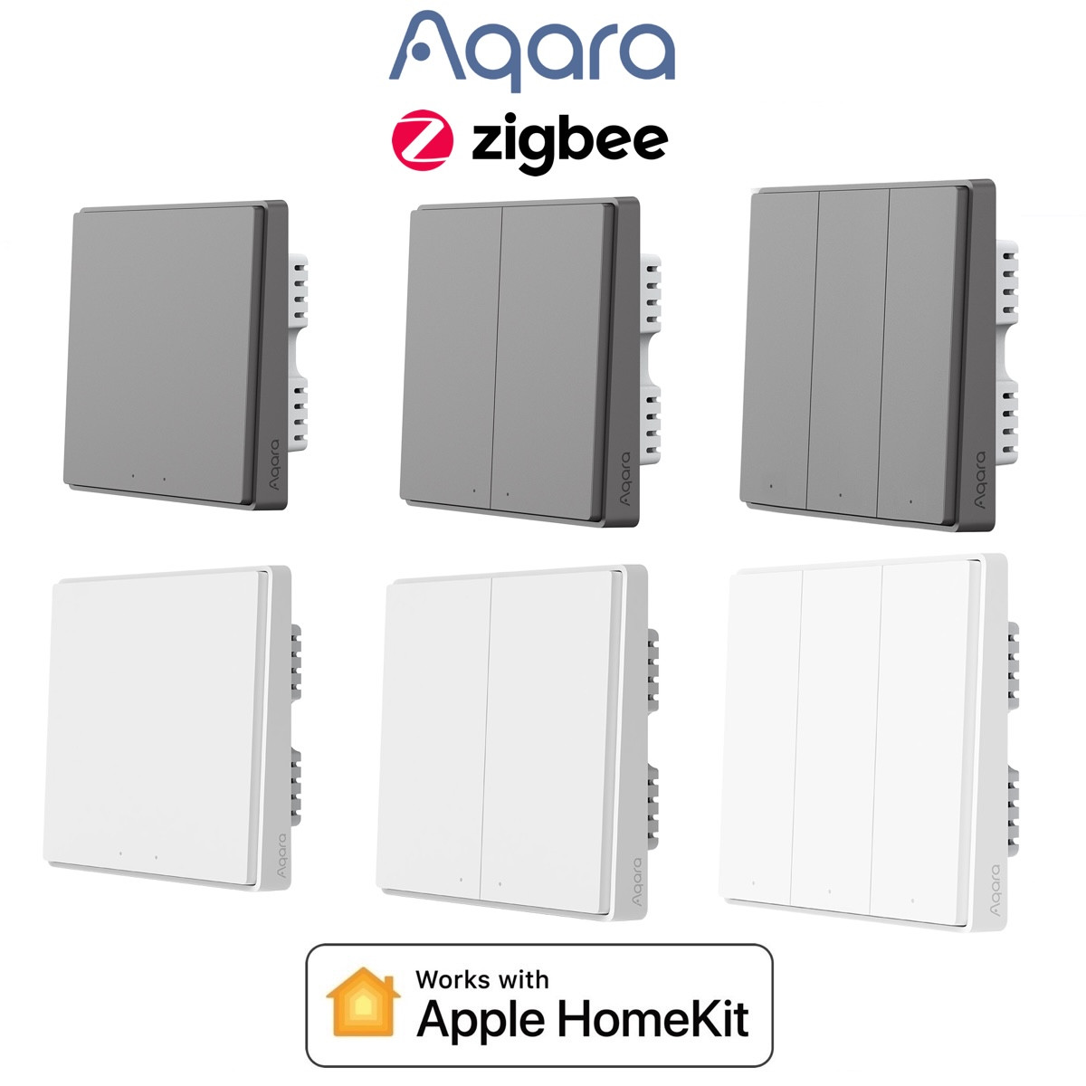 Вимикач 1-2-3 клавіші Xiaomi Aqara D1 Zigbee Wall Switch Apple HomeKit (без нульової лінії), фото 1