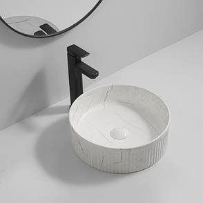 Раковина керамічна накладна WAVE MARBLE 515х400х130mm, фото 3