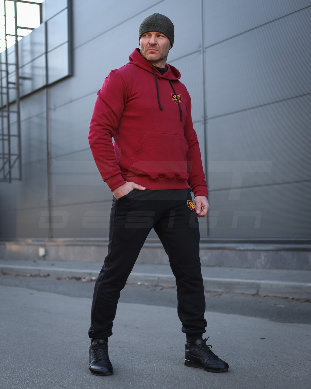 Спортивний костюм 95 бригада ДШВ бордово-чорний трикотаж