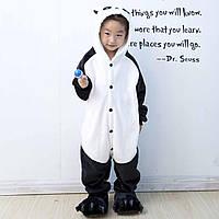 Кигуруми для детей подростков Панда веселая на пуговицах | Плюшевый комбинезон пижама в виде животных Панда