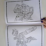 Розмальовка  Трансформери 36 аркушів | раскраска для мальчика | розмальовка для хлопчика | дитяча розмальовка, фото 5