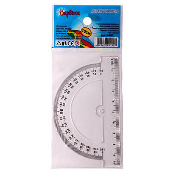 Транспортир 180 град. 100 мм пластиковий, БАРВІНОК 9-603 G-Rich