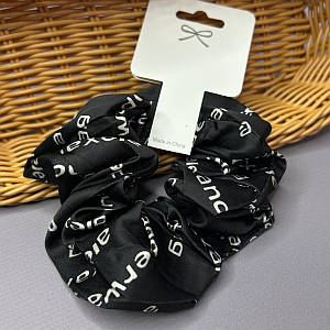 Шовкова резинка для волосся - надпись чорна