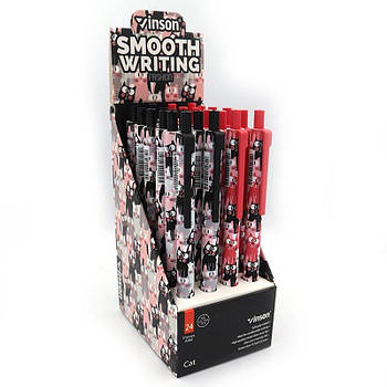 Ручка масляна "Cat" автомат, 0,5 мм синя, soft touch, Vinson F2 G-Rich