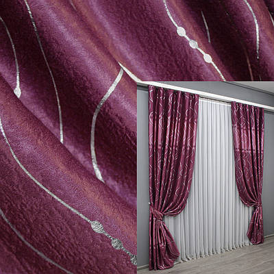 Комплект (2шт. 1,45х2,7м.) готових штор з тканини софт, колекція «Ліана». Колір малиновий. Код 459ш 39-844