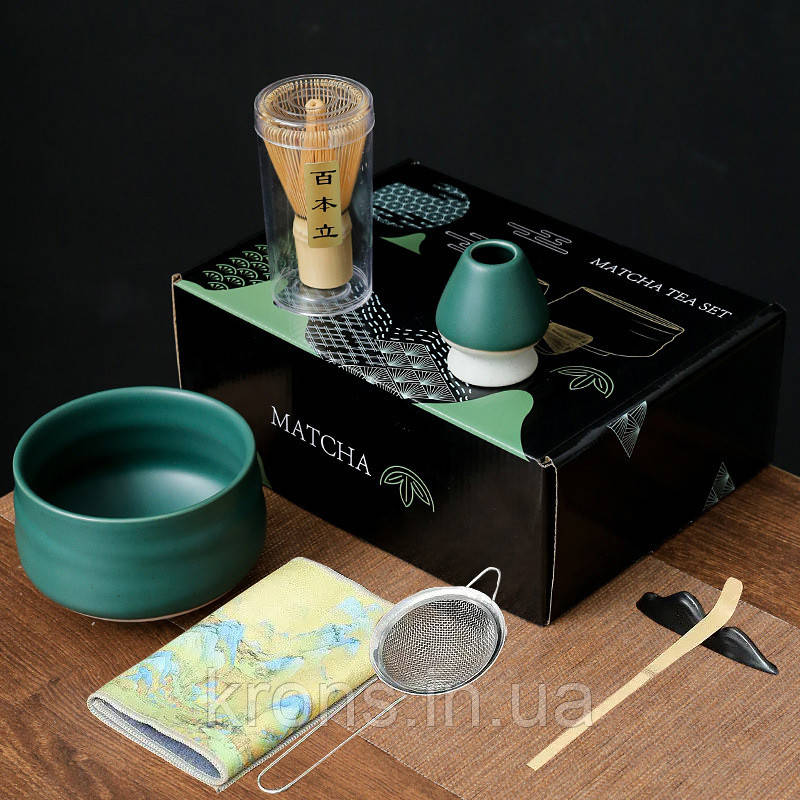 Набір Mavanto 5456 для приготування чаю матча 7 предметів Green Matt, фото 1