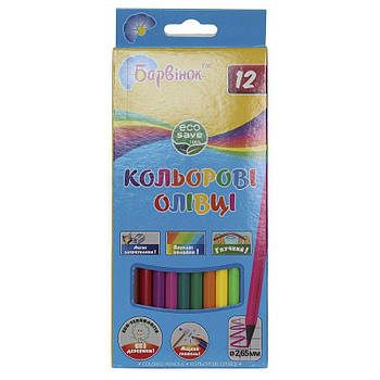 БАРВІНОК ECO Олівці кольорові пластикові 12 кольорів 5-202/6 G-Rich