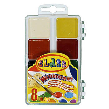 Фарби акварельні медові 8 кольорів, пластикова коробка 7614 G-Rich