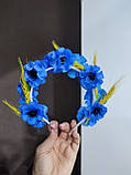 Вінок з волошками та колосками Український обруч віночок Патріотичний Волошки Волошка Колоски дитячі і дорослі, фото 4
