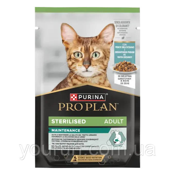 Purina Pro Plan Adult Sterilised Maintenance – Влажный корм для кастрированных кошек с океанической рыбой кусочки в желе 85 гр, фото 1