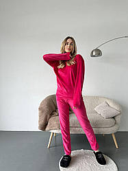 Комплект ВЕЛЮРОВИЙ домашній жіночий 2-ка штани кофта МАЛИНА 5244 до 62 розміру