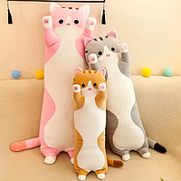 Мягкая игрушка подушка кот батон антистресс 70 см, детская мягкая игрушка подушка обнимашка скидка