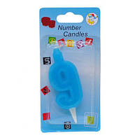 Свічка-цифра (блакитна) "9", висота — 7 см