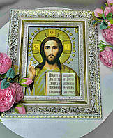 Схема для вишивання бісером А4 Ісус Христос золото. Габардин